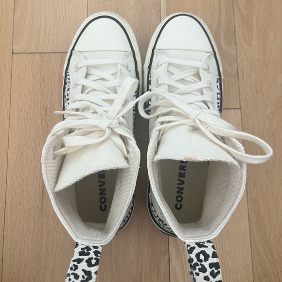 Converse Cream High-Top Sneakers with Black Leopard Accents - Picture 7 of 7